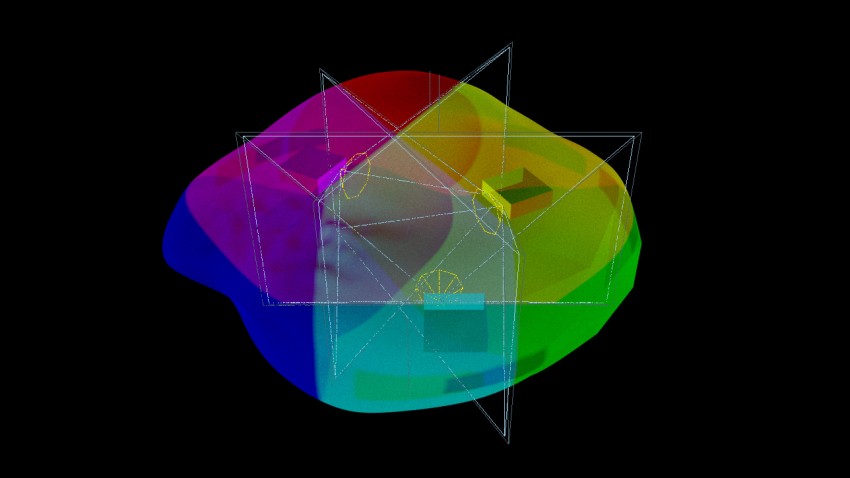 Schematic visualisation of the concept of the screen sculpture